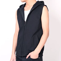 Mùa hè không tay trùm đầu thể thao vest nam tự tu luyện có thể được in áo hoodie mỏng phần thể dục cotton áo khoác cardigan - Áo vest cotton áo khoác nam mùa hè