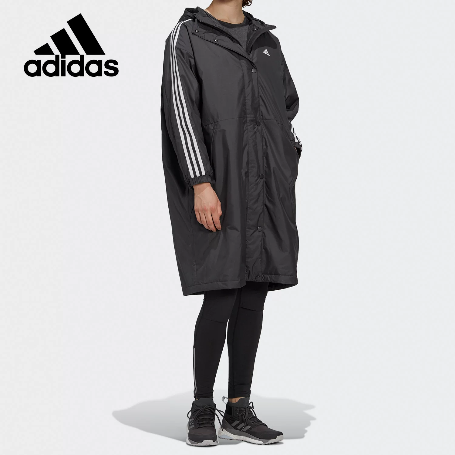Худи длинный Adidas для тепла в пути, спортивная пуховик-куртка