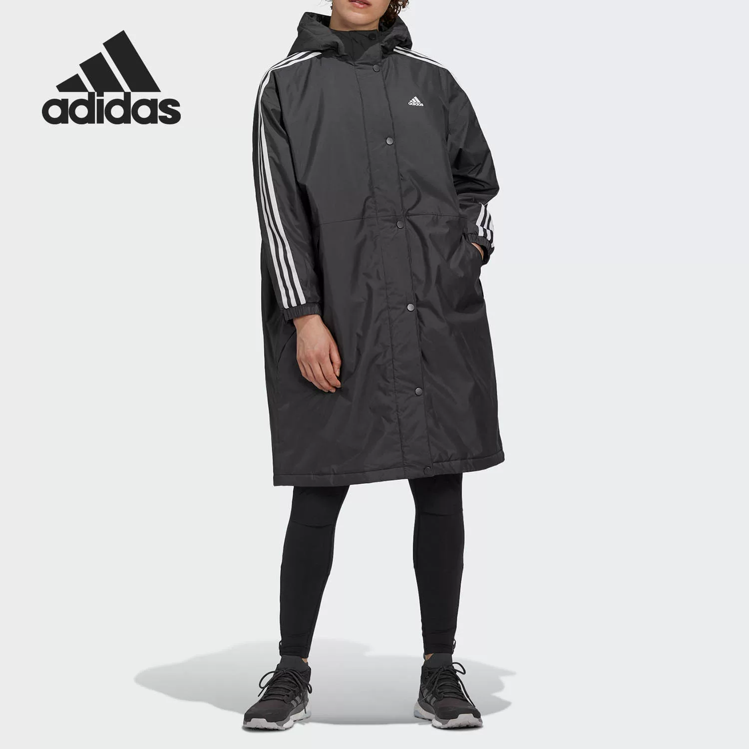 Худи длинный Adidas для тепла в пути, спортивная пуховик-куртка