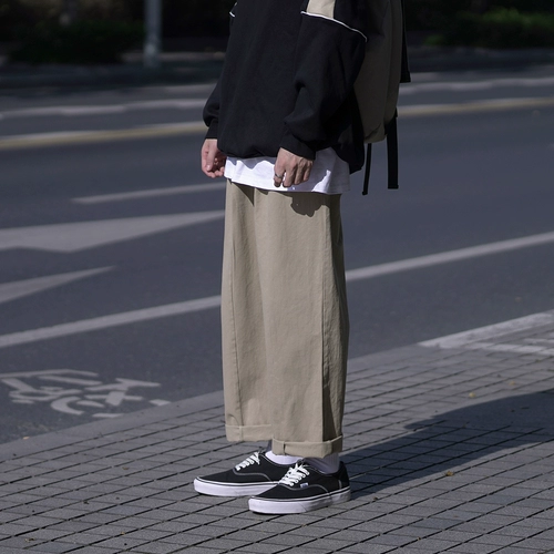 GOGOSOON новые мужские повседневные брюки однотонные свободные прямые шикарные универсальные студенческие брюки в стиле ретро