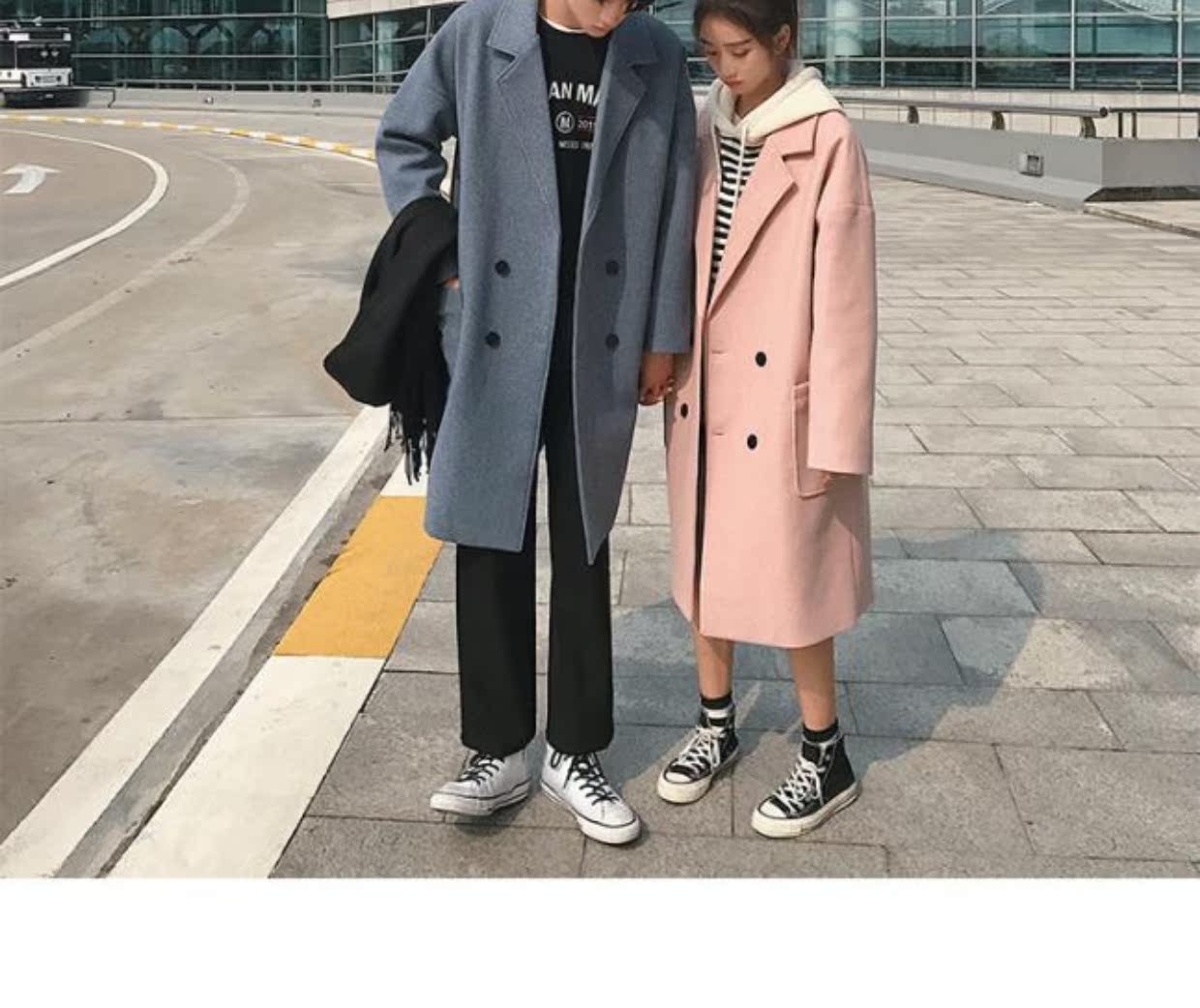 Ông Wo Zi mùa đông phiên bản Hàn Quốc mới của ulzzang áo choàng nam in siêu lửa đôi mẫu áo gió màu rắn áo hoodie nam