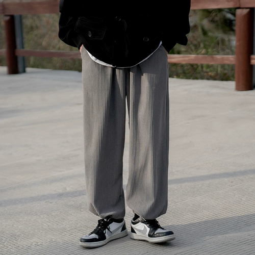 Качественные весенние однотонные штаны для школьников, в корейском стиле, свободный прямой крой