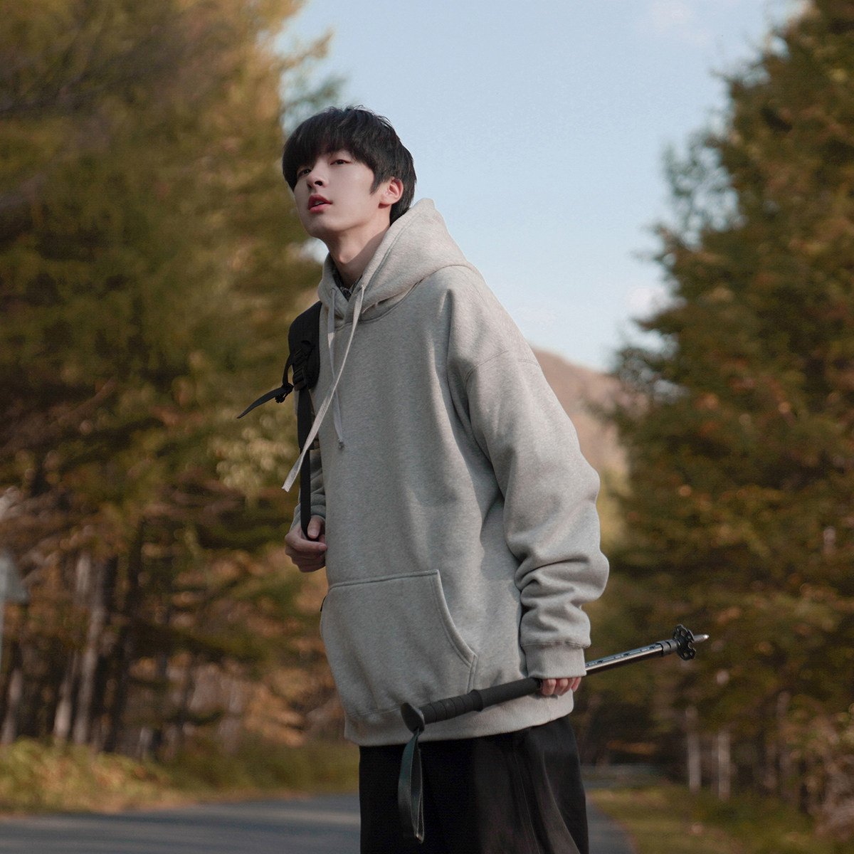 E2023 winter dress for men and women's clothing 400g heavy pound even cap pure color loose sleeve headshirt student gush coat wave-Taobao