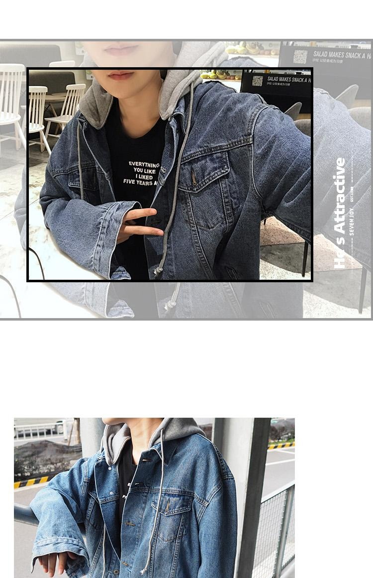 Áo khoác nam mùa thu 2018 giả mới, áo khoác denim hai dây phiên bản Hàn Quốc áo sơ mi rộng màu rắn rách áo khoác denim