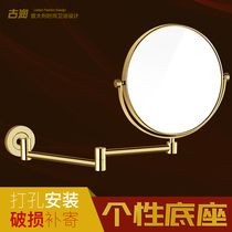  Beauty mirror Wall-mounted bathroom makeup mirror folding household bedroom European-style bathroom vanity mirror Wall telescopic mirror