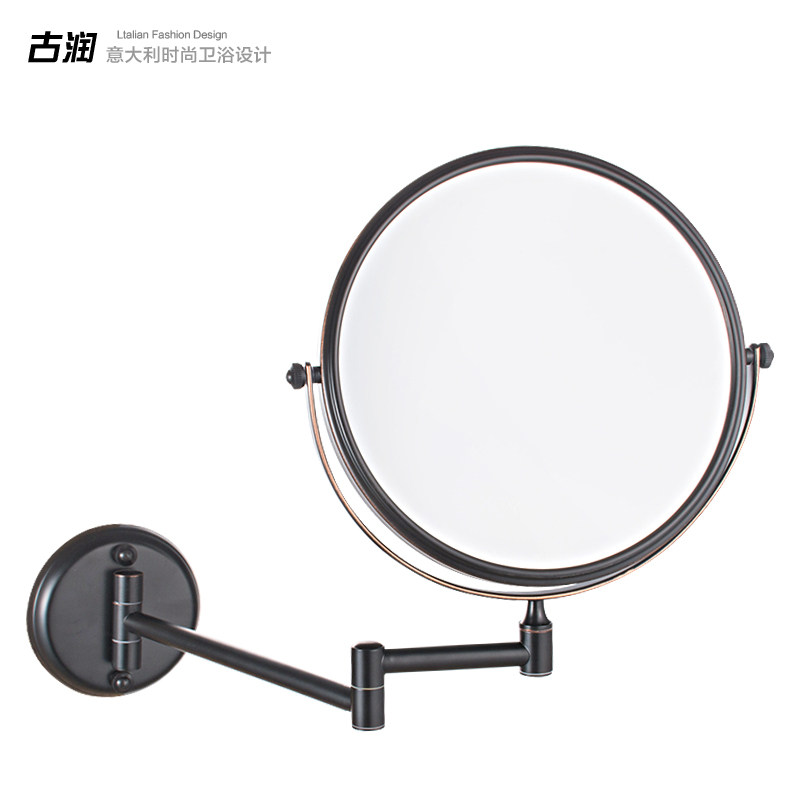 Toilet double-sided magnifying glass hanging wall Bathroom makeup mirror wall folding can be glued to the wall Dormitory household students