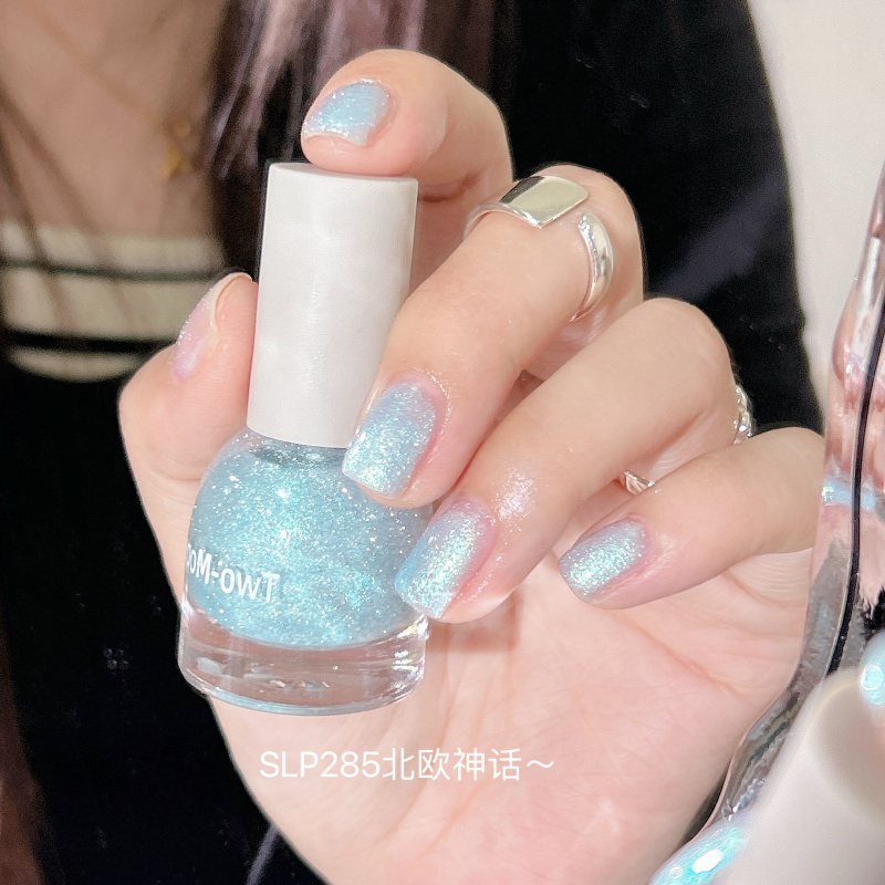 Collection】Slp285 Nordic Mythology Twomoons Nail Polish Summer Fresh Blue Sparkling Rhinestone Toe Polish