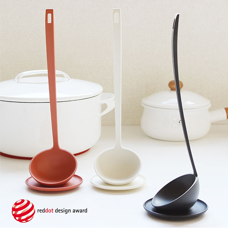 Japan imported self-standing soup spoon set heat-resistant plastic spoon serving soup long handle with spoon holder porridge spoon German Red Dot Award