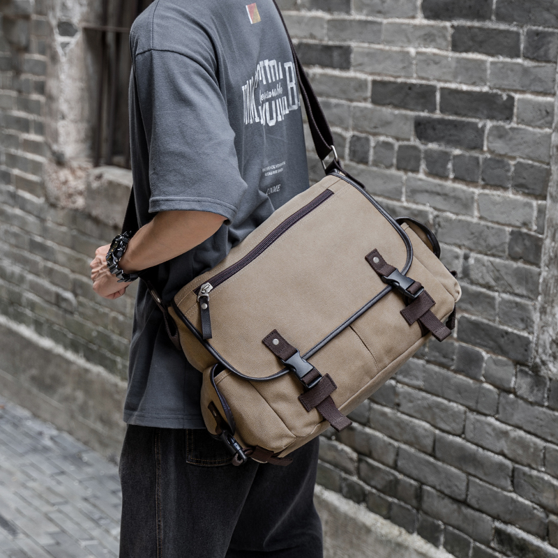 Business Briefcase Men's Casual Backpack Commuter Canvas Bag Trend Shoulder Bag Messenger Bag Computer Bag