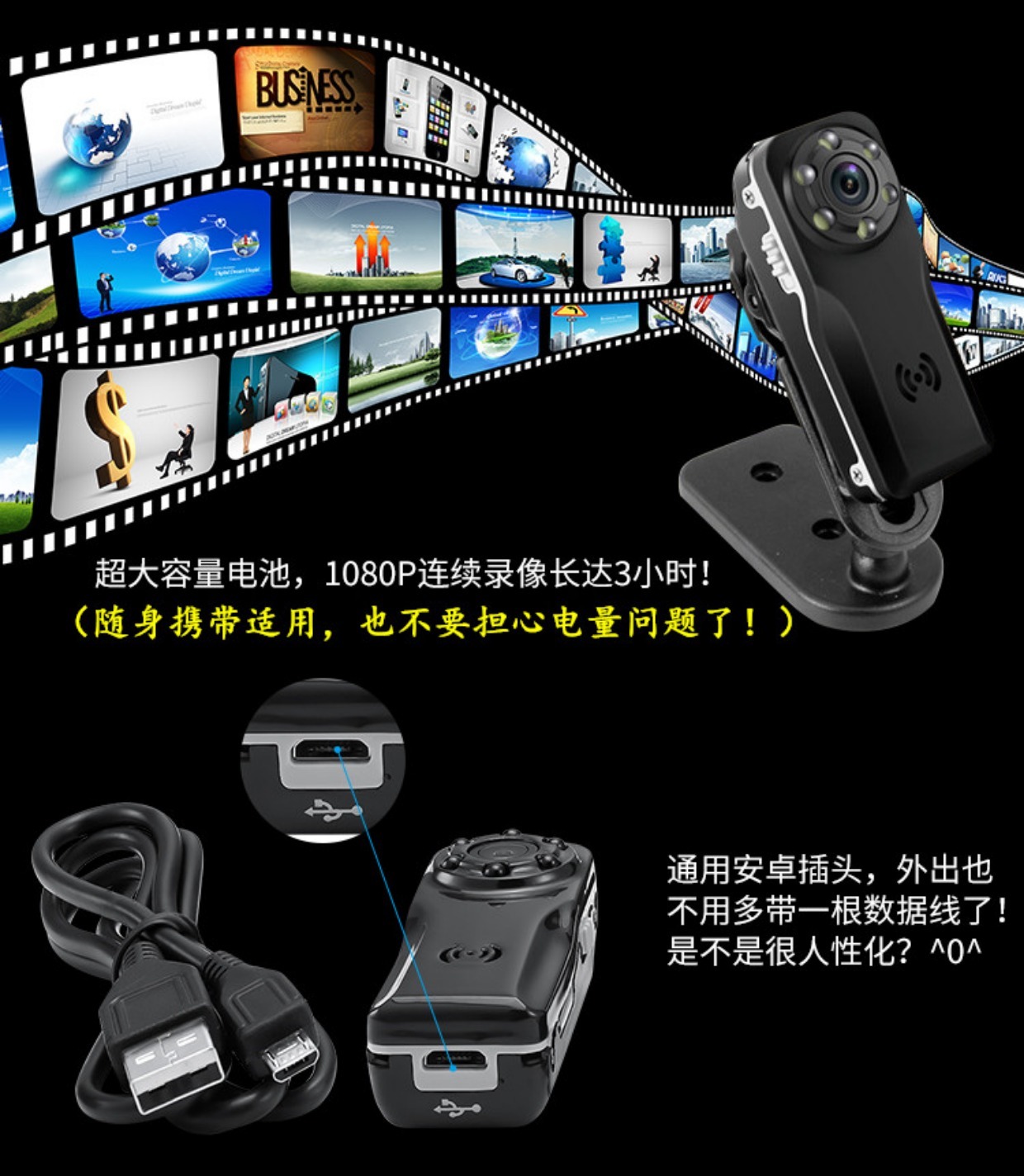 Hawkeye T1 Ultra HD Không dây WIFI Mini Camera Mini DV Home Night Vision Giám sát từ xa Đầu ghi - Máy quay video kỹ thuật số máy quay cầm tay