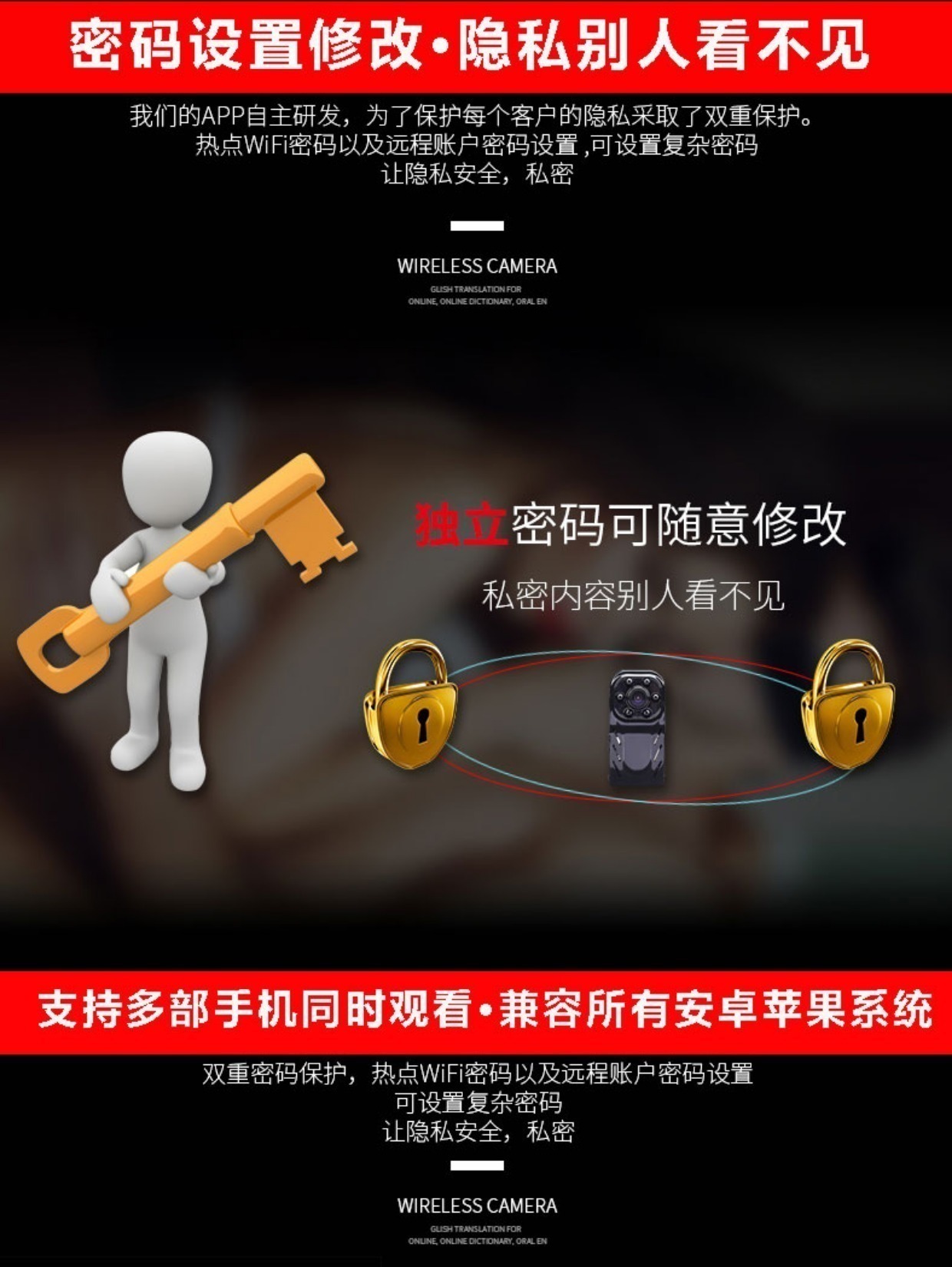 Hawkeye không dây micro camera WIFI điện thoại di động từ xa camera nhà HD màn hình nhìn đêm mini - Máy quay video kỹ thuật số may quay