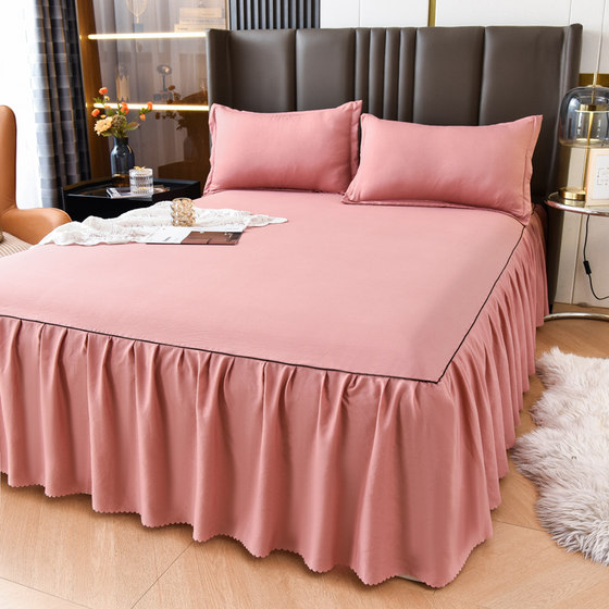 Bedspread bed skirt bed cover one-piece protective cover 1.5m 1.8m bed sheet with skirt fitted sheet 180x200 three-piece set