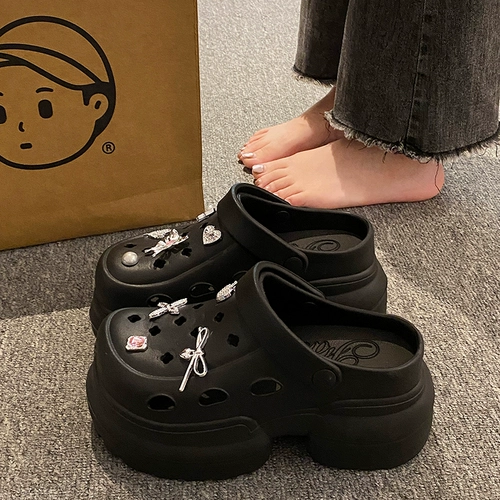 Женские тапочки в стиле Crocs на экстремально высоком каблуке на платформе, модные пляжные мюли, коллекция 2026 года, подходят для носки на улице, изысканный стиль