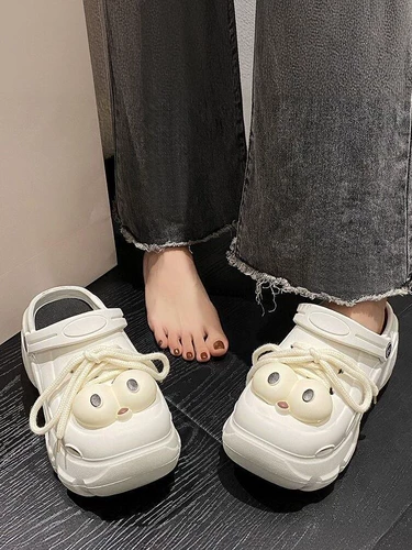 Женские тапочки в стиле Crocs на платформе, летняя нескользящая куртка, пляжный дезодорант, босоножки, мягкая подошва, увеличенная толщина, закрытый носок