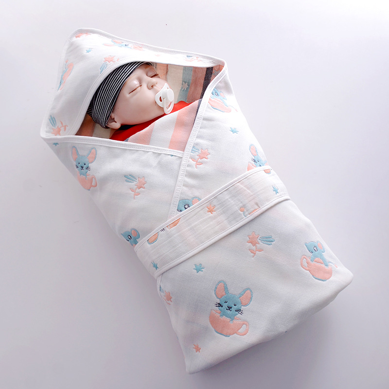 Newborn baby quilt summer thin newborn baby quilt gauze baby swaddle quilt pure cotton spring and autumn