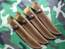 Cowhide knife cover universal scabbard protective cover outdoor straight knife cover knife shell 20cm Crazy horse leather case