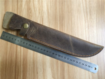 Damascus knife cover Cowhide knife cover Scabbard protective cover Leather scabbard outdoor straight knife shell 23cm blade