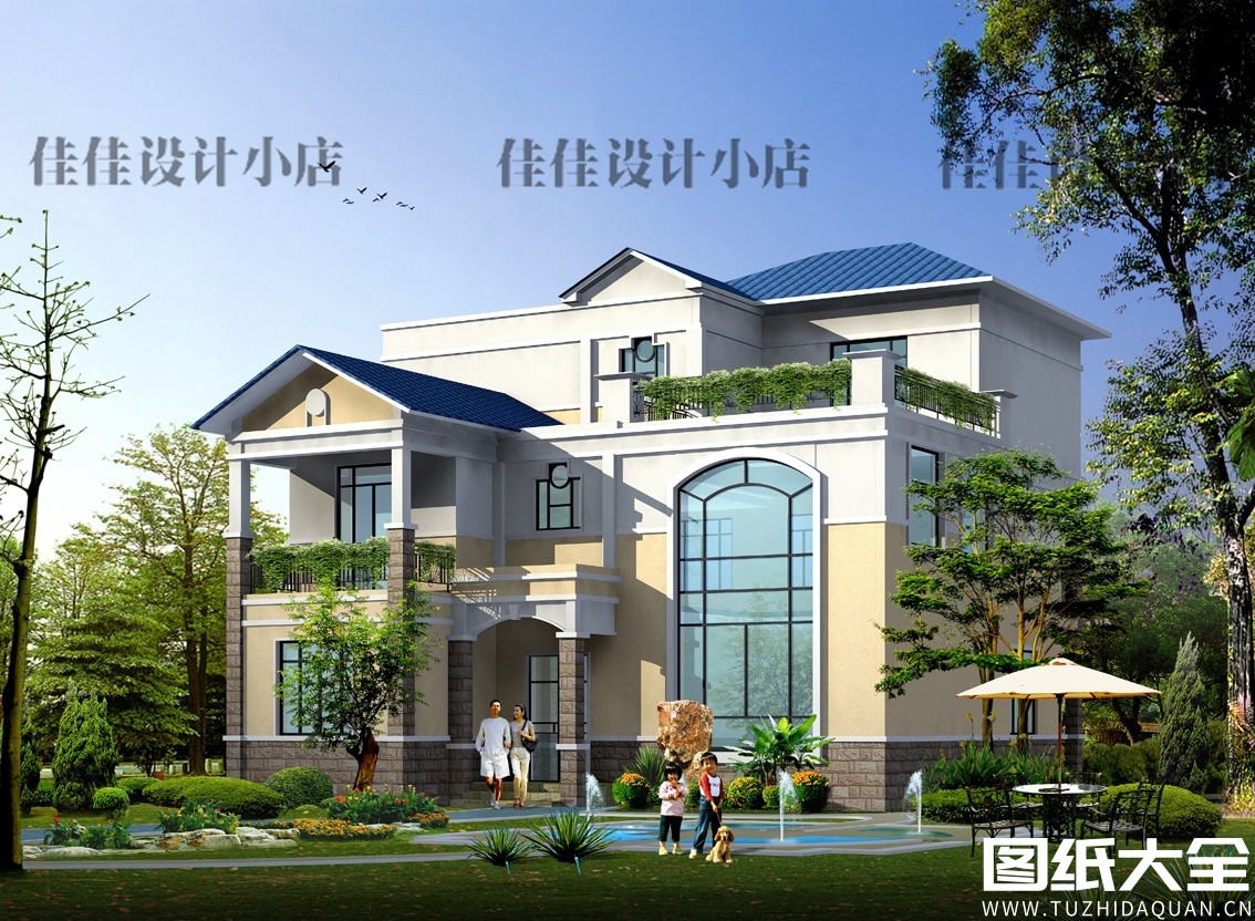 图片[4]-建房图纸大合集,简单大气72套三层自建房别墅施工效果图(图纸大全网整理发布）
