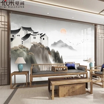3D Chinese style wall covering living room TV background wall wallpaper ink artistic conception landscape study room mural Zen sofa wallpaper