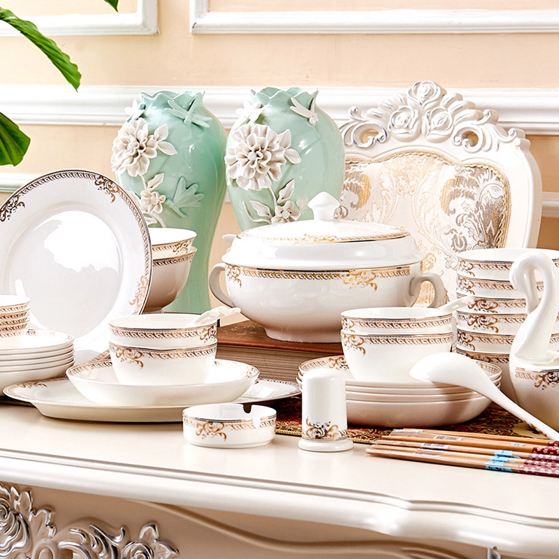 High - grade ipads China tableware dishes suit household of Chinese style 56 skull porcelain jingdezhen ceramics microwave Korean