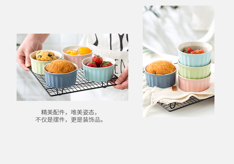 Shu she baked ceramic creative double peel milk dessert bowl, lovely steamed pudding cup cake mold baking dish bowl of oven