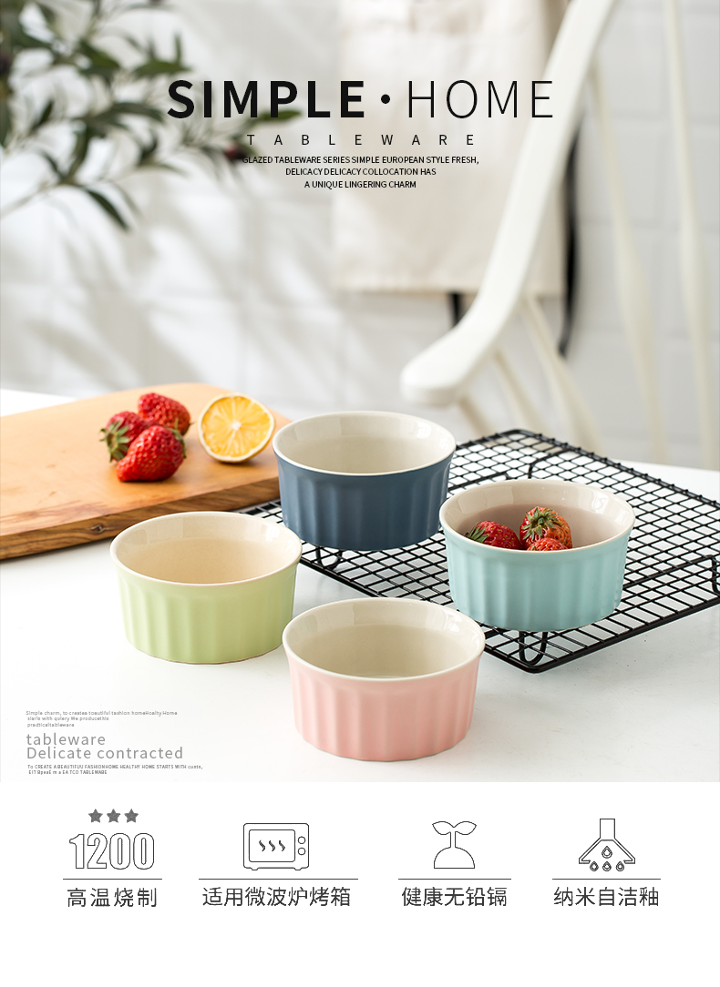 Shu she baked ceramic creative double peel milk dessert bowl, lovely steamed pudding cup cake mold baking dish bowl of oven