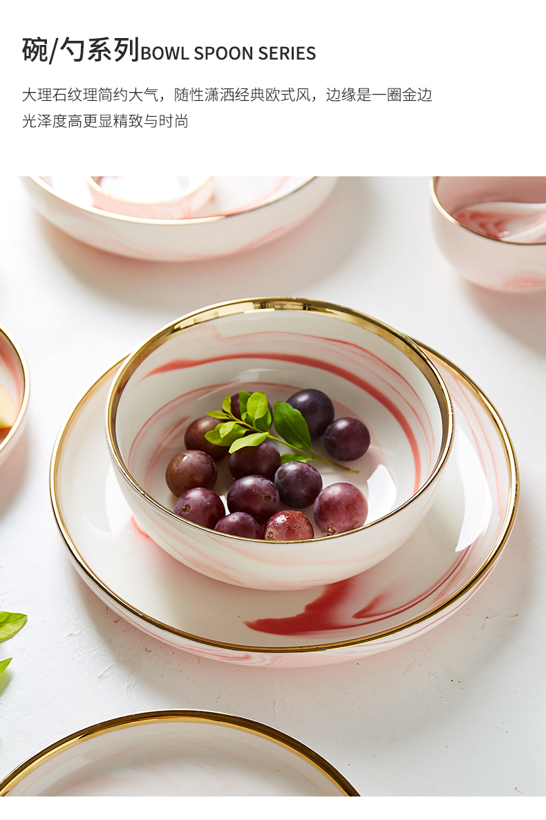 Pink marble ceramic tableware up phnom penh household food tray was 0 for breakfast dishes