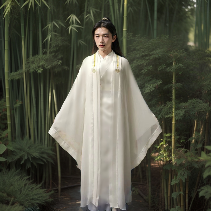 New White Han Dynasty Film and Television Ancient Costume Super Fairy Wide-Sleeved Men's and Women's Fairy Costume Martial Arts Costume Student Elegant Book Long Robe