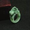Burmese natural waxy green Pixiu ring and jade