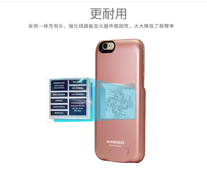 kmoso Apple điện thoại vỏ 6SP iPhone6Plus sạc pin kẹp 6S 6S Ngoài ra số lượng lớn pin điện thoại di động cụ thể cắt lại kẹp mỏng 6P sạc Po pin kẹp lại - Ngân hàng điện thoại di động sạc dự phòng miniso