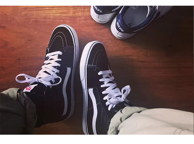 Dongfei Authentic Vans Fansi cổ điển SK8-HI màu đen và trắng giày cao gót nam và nữ giày nữ bitis