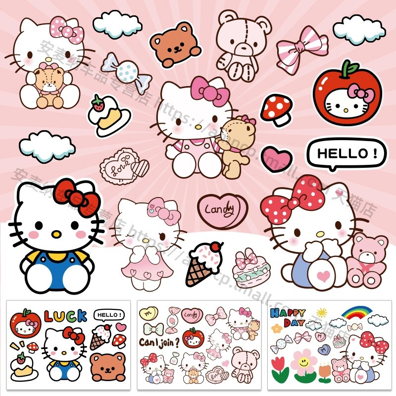 Cute Cartoon Hello Kitty Cat Motorcycle Electric Vehicle Sticker Scratch Cover Helmet Decoration Waterproof Sticker Cute Cartoon Hello Kitty Cat Motorcycle Electric Vehicle Sticker Scratch Cover Helmet Decoration Waterproof Sticker