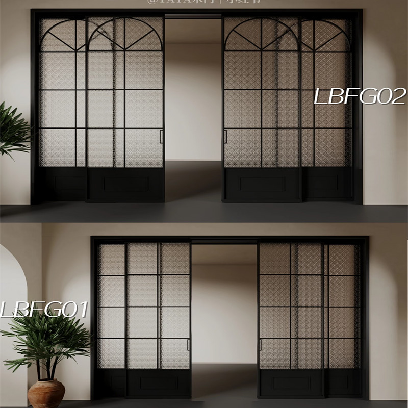 French-Style Retro Three-Way Sliding Door for Bathroom, Kitchen, Balcony, Bedroom, Hanging Track Mobile Door, Aluminum Alloy French-Style Retro Three-Way Sliding Door for Bathroom, Kitchen, Balcony, Bedroom, Hanging Track Mobile Door, Aluminum Alloy