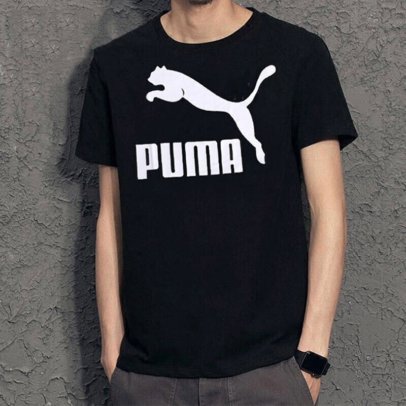 PUMA Hummer Men 2019 Mùa hè Mới Áo thun ngắn tay Cổ điển LOGO Quần lửng nam thể thao - Áo phông thể thao tank top nam