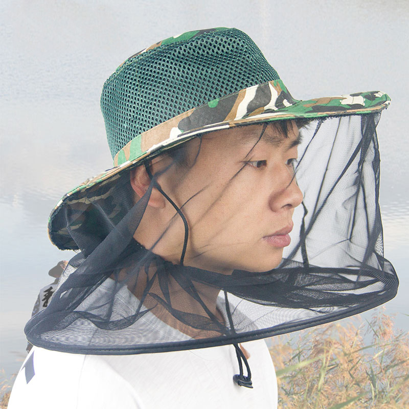 Outdoor anti-bee mosquito-proof hat men and women fishing night fishing hat sunscreen hat breathable sun hat fishing face veil mask