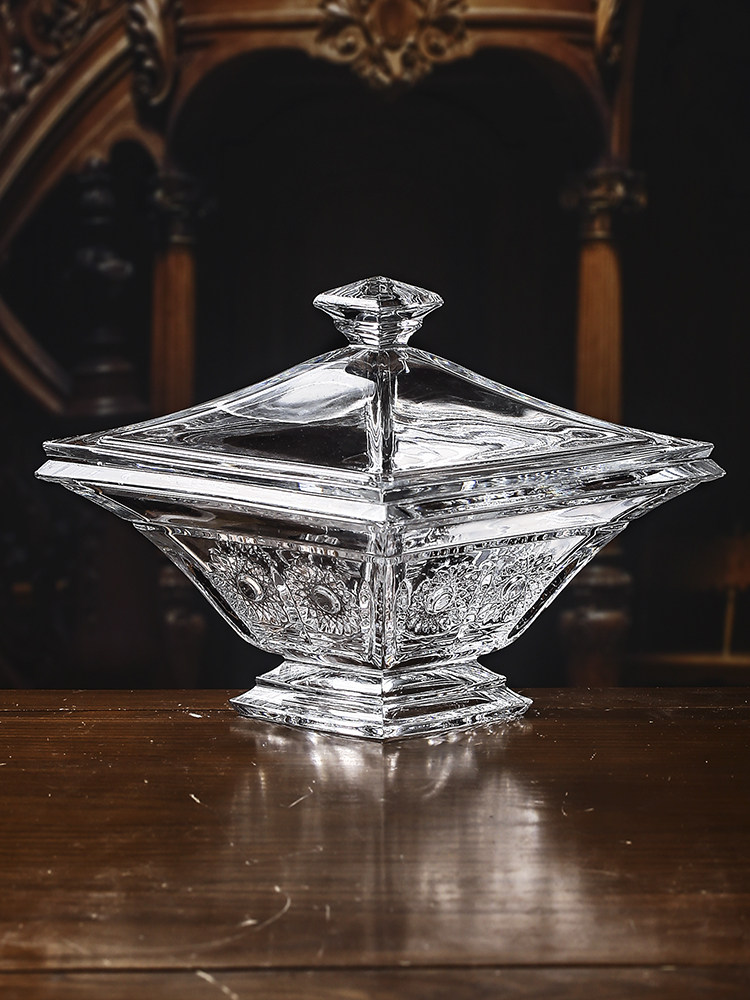 Czech Republic imported BOHEMIA crystal glass fruit tray with lid Fruit basket decorative soft home-installed fruit bucket