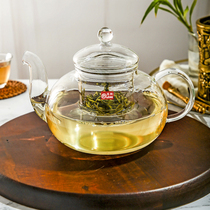 Heat-resistant and high temperature resistant lead-free glass large transparent band filter cup flower teapot bamboo pot tea set cold water bubble teapot