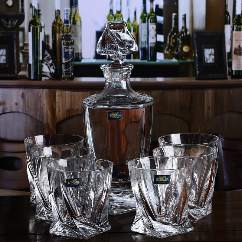 Imported Czech BOHEMIA Bohemian crystal glass wine bottle whiskey glass sobering set wine set
