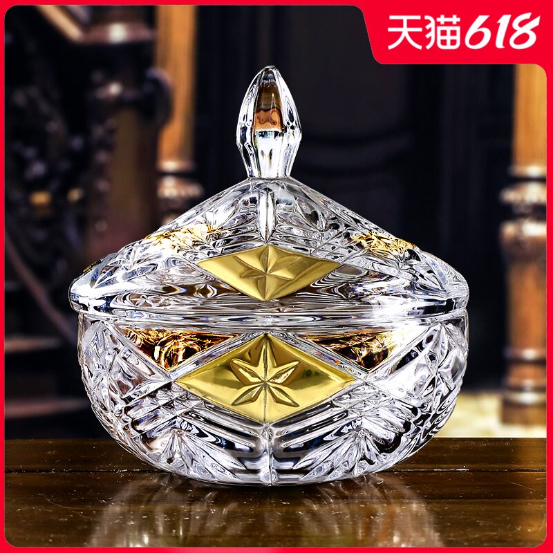 Czech imported BOHEMIA crystal glass fruit bowl European style simple creative fruit basin fruit bucket melon candy basket wedding