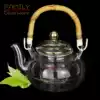 Heat-resistant High temperature 22K real gold lead-free glass Gongfu Tea Pot Filter Teapot Bamboo handle pot Tea set