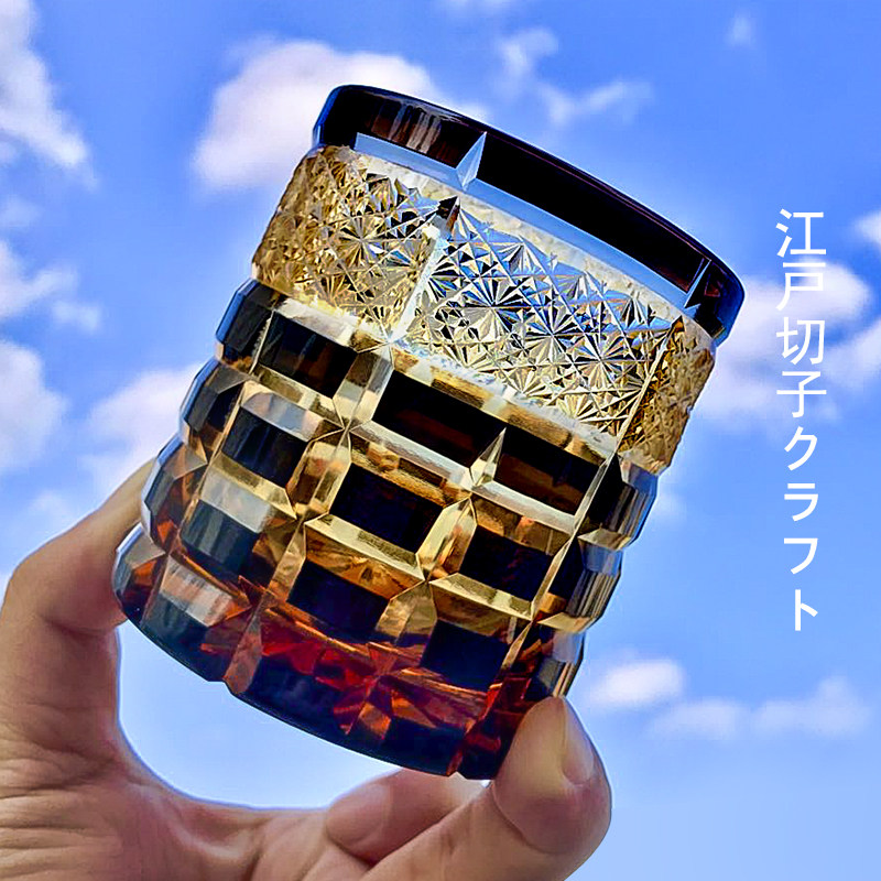 Glass whisky glass spirits cold water drink glass beer glass wedding gift Japanese Edo Kiriko light luxury