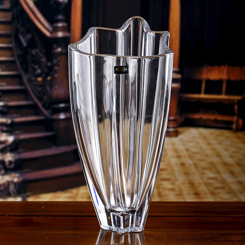 Czech Imports BOHEMIA Crystal Glass Vase Wave Modern Minima Classical Eu Flower Arrangement Transparent Floral