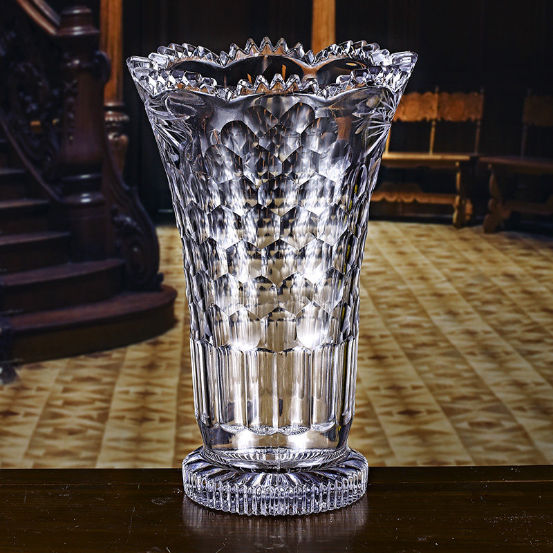 Gauss crystal glass vase modern minimalist living-room pendulum with water peels rich and expensive bamboo transparent hand engraving vase