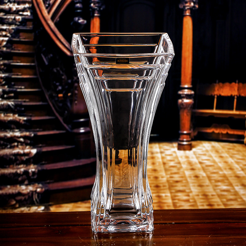Czech imported BOHEMIA crystal vase transparent glass waterfall simple European flower array