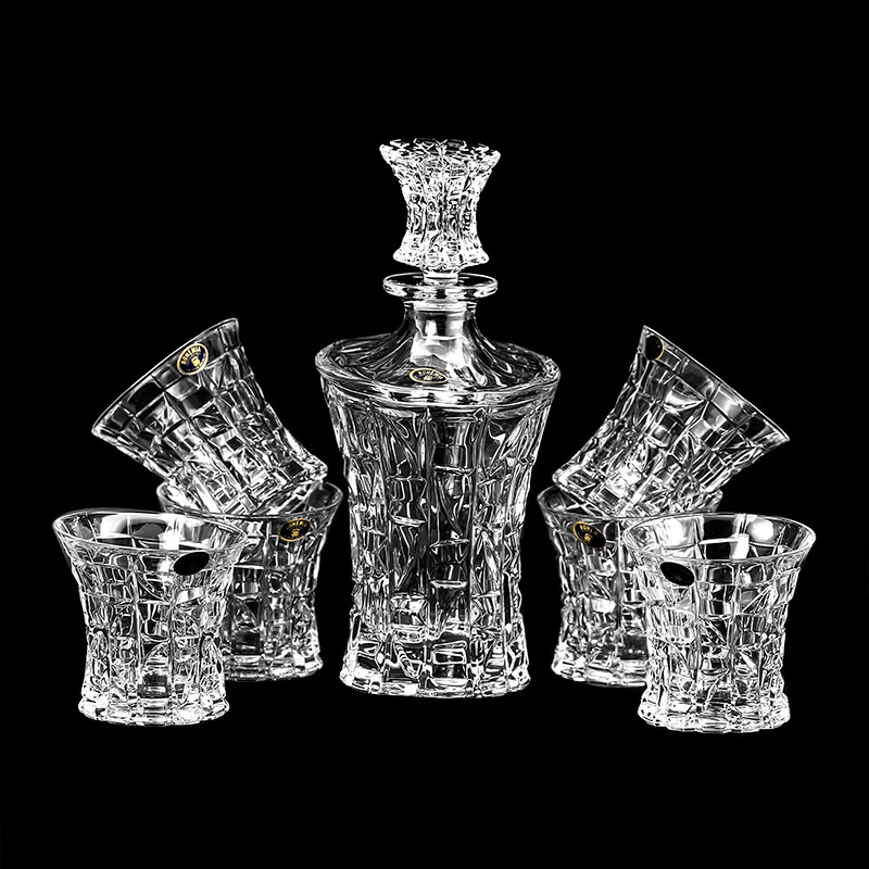 Imported Czech BOHEMIA crystal glass wine bottle whisky wine glasses decanter Pat wine with 7 pieces