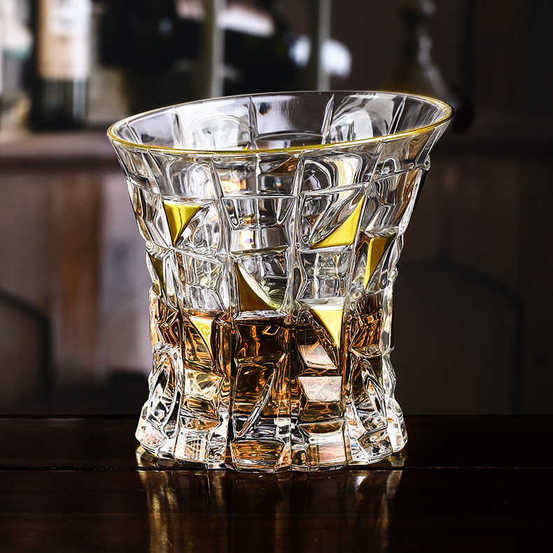 Czech imported Bohemia Crystal Glass Whiskey Cup 22K Gold Gold Gold Cup