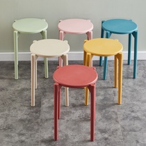 Plastic stool fashion Nordic creative high stool makeup stool living room household table stool small stool restaurant simple round stool