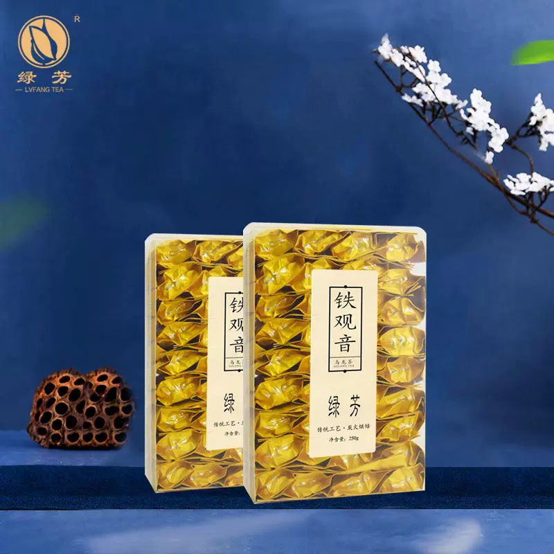 绿芳福建浓香型特级铁观音炭焙乌龙茶简易装袋装新茶250g*2盒