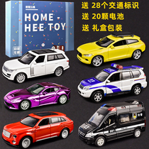 Police car toy car boy suit car model Simulation alloy car Childrens toy police car pullback car model