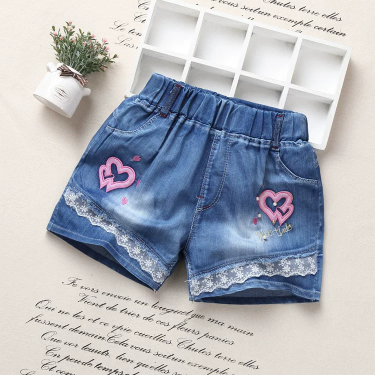 Quần short denim cô gái mùa hè mỏng phần 2020 quần áo trẻ em mới của Hàn Quốc quần lớn trẻ em quần cotton trẻ em quần nóng phụ nữ - Quần